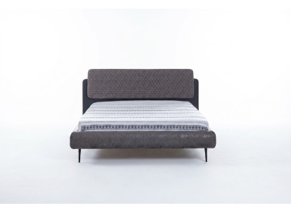 Double bed 160 cm bed frame gray fabric beds modern sleeping area