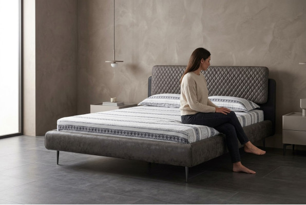 Bed frame double bed beds bed 180 cm gray fabric modern sleeping space
