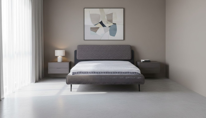 Bed frame double bed beds bed 180 cm gray fabric modern sleeping space