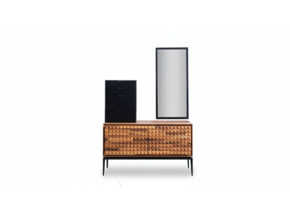 Bedroom dresser with mirror brown wood add-on wardrobe dresser set