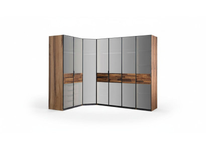 Corner wardrobe bedroom wardrobe closet wood brown mirror large