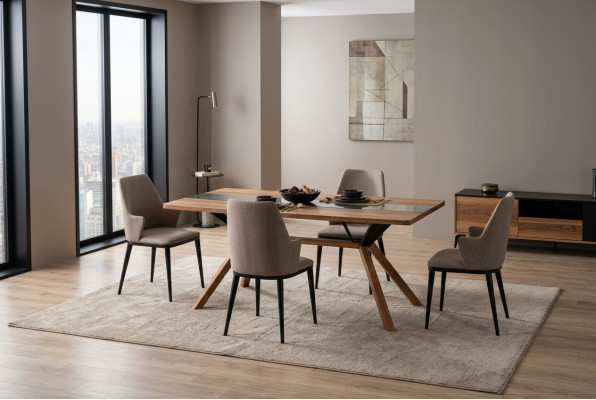 Dining nook table set, dining room, dining table, chairs, 5-piece, brown, wood
