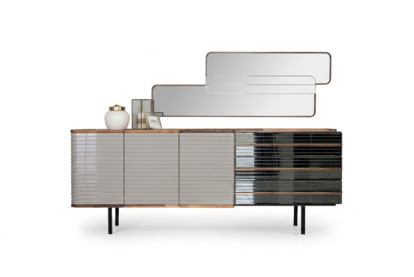 White sideboard with mirror dresser cabinet wood dining room
