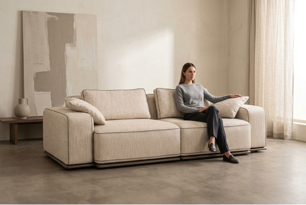 Three-seater couch modern sofa 3 seat beige fabric fabric sofa upholstered sofa