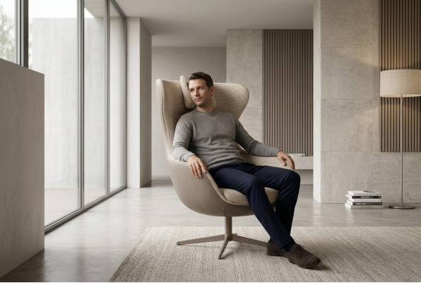 Armchair Wingback Armchair Cocktail Chair Single Seater Fabric Beige Modern Seater