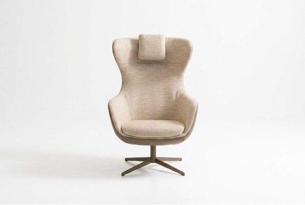 Armchair Wingback Armchair Cocktail Chair Single Seater Fabric Beige Modern Seater