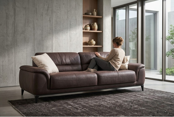 Upholstered sofa three-seater couch sofa 3-seater brown fabric fabric sofa sofas
