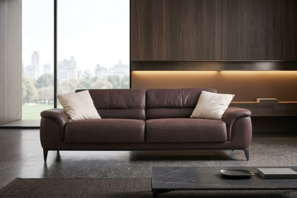 Upholstered sofa three-seater couch sofa 3-seater brown fabric fabric sofa sofas