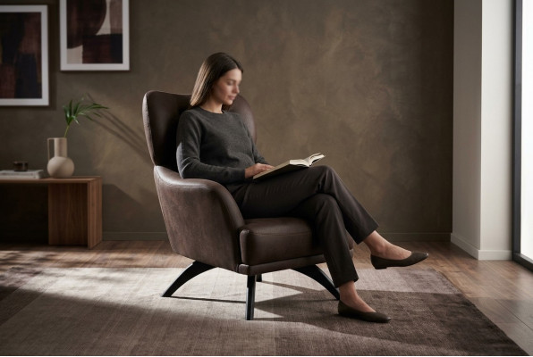 Armchair single-seater cocktail chair fabric brown modern seating