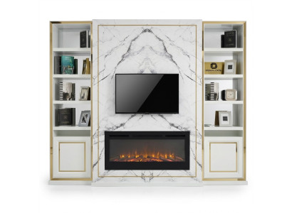 Wall unit RTV lowboard TV stand white luxury gold vittinen wood modern