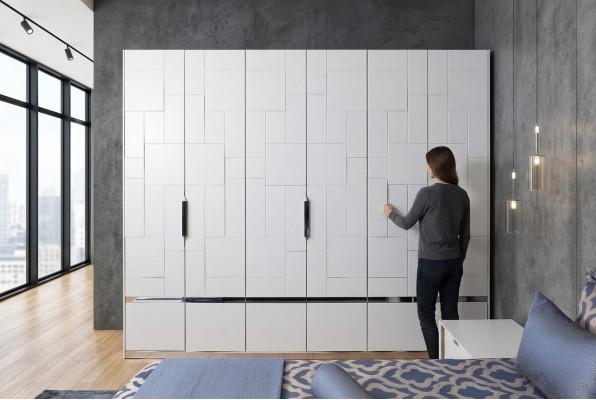 Wardrobe White Closet Bedroom Wooden Wardrobe Modern Furniture