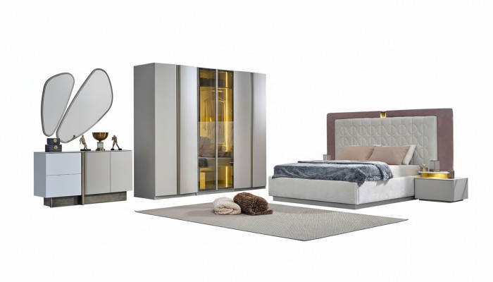 Complete Bedroom Furniture Double Bed Bed White Luxury Set 7-piece Wood