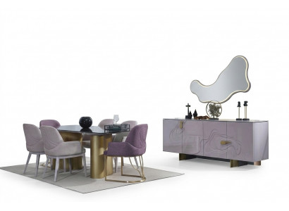 Dining area dining room furniture dining set dining table set dining room 9-piece pink wood