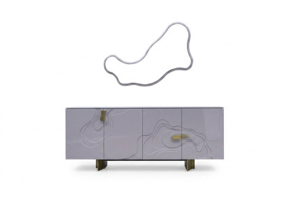 Sideboard set with mirror cabinet wood pink dining room
