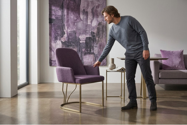 Kitchen chair chair dining chair armchair modern metal fabric purple