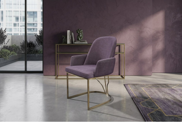 Kitchen chair chair dining chair armchair modern metal fabric purple