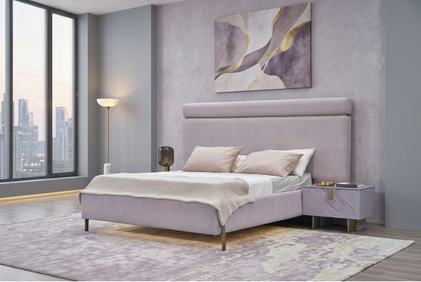 Double bed complete bedroom furniture bed pink luxury set 3-piece wood