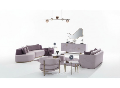 Living area sofa set large pink fabric sofas modern set 5-piece sofa