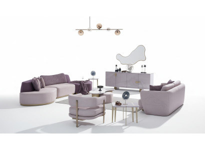 Fabric sofas, sofa set, large living landscape, pink set, 3-piece, modern sofa