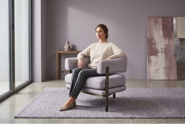 Armchair Single-Seater Fabric Living Room Modern Gray Upholstered Seat Chair