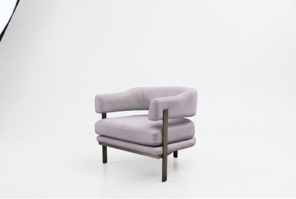 Armchair Single-Seater Fabric Living Room Modern Gray Upholstered Seat Chair
