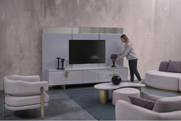 RTV sideboard lowboard TV stand pink wood modern living room cabinet