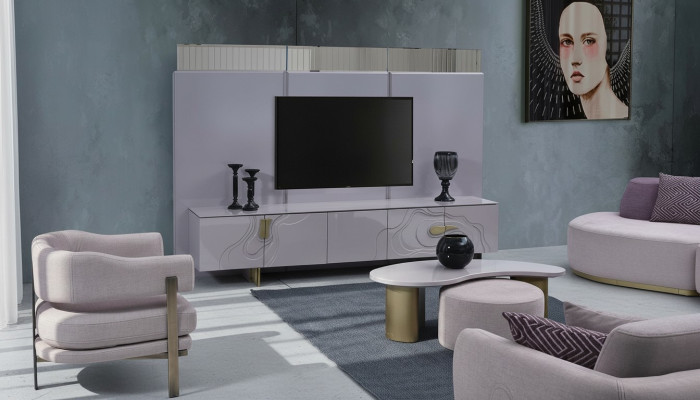 RTV sideboard lowboard TV stand pink wood modern living room cabinet