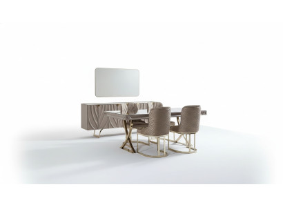 Dining group dining nook dining room dining table wood brown set 9-piece sideboard