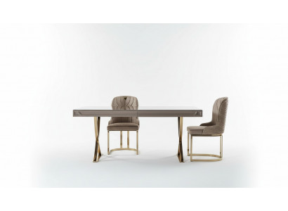 Dining table dining group dining area dining room wood brown set 7-piece chairs luxury