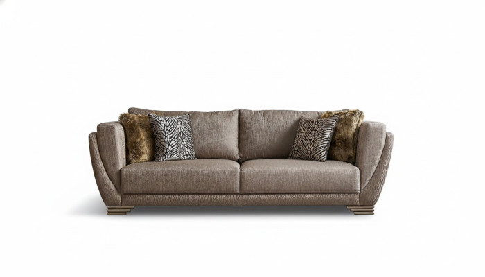 Luxury three-seater couch sofa 3-seater brown fabric fabric sofa upholstered sofa