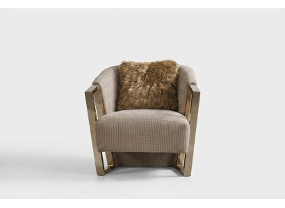 Modern single-seater armchair fabric living room brown upholstered seat seat