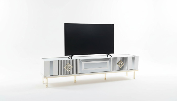 Sideboard RTV Lowboard TV Stand Wood White Living Room Table Cabinet
