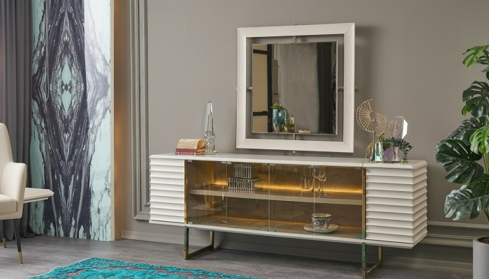 Sideboard set sideboard with mirror dining room wood beige dresser