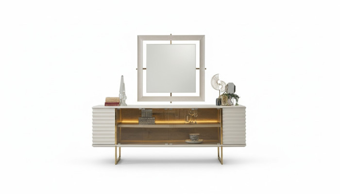 Sideboard set sideboard with mirror dining room wood beige dresser