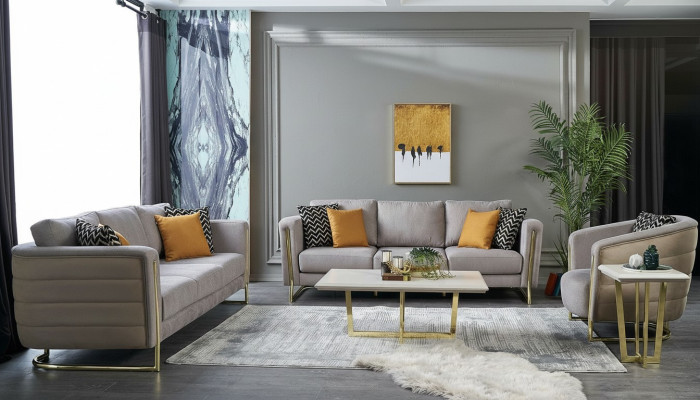 Couch set fabric sofa sofa set upholstered sofa gray modern set 3-piece