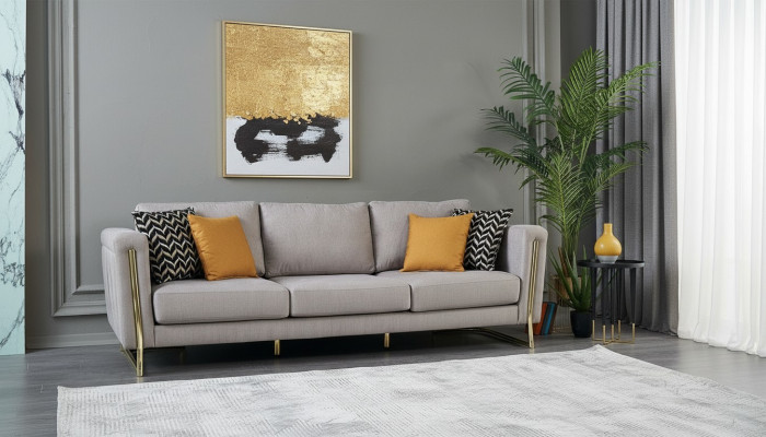 Three-seater Couch Sofa 3 Seater Gray Fabric Fabric Sofa Upholstered Sofa Modern