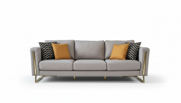 Three-seater Couch Sofa 3 Seater Gray Fabric Fabric Sofa Upholstered Sofa Modern