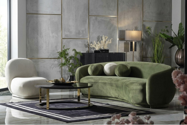 Fabric sofa suite upholstered sofa modern set 2-piece green sofa