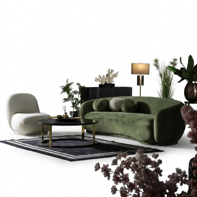 Fabric sofa suite upholstered sofa modern set 2-piece green sofa