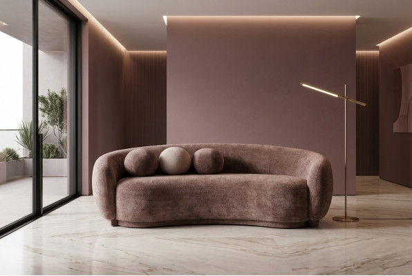 Three-seater couch sofa 3 seater brown fabric upholstered luxury sofa