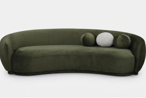 Fabric Sofa Three-Seater Couch Sofa 3 Seater Green Fabric Upholstered Sofa Modern