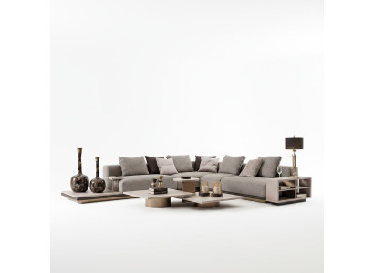 L-shaped sectional sofa, upholstered sofa, fabric sofa, gray modern sofa.