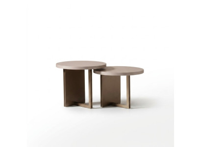 Group of side tables coffee table wood table set beige 2-piece coffee table