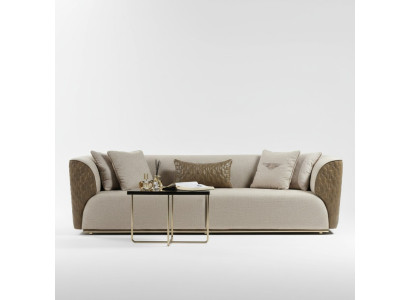 Modern three-seater sofa, three-seat upholstered sofa, fabric sofa, beige, stylish sofas.