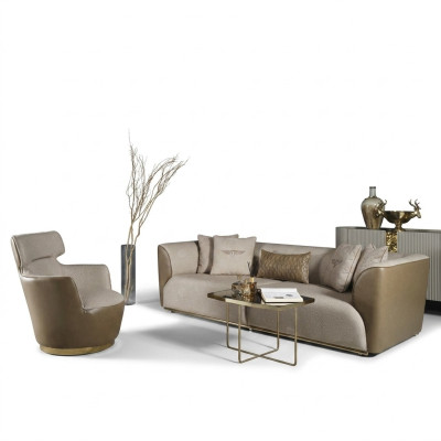 Three-seater sofa set armchair fabric sofa beige upholstered sofa sofa set