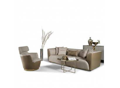 Three-seater sofa set armchair fabric sofa beige upholstered sofa sofa set