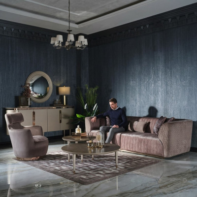 Upholstered sofa set fabric sofa three-seater sofa 3 seat armchair gray