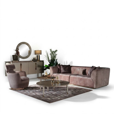 Upholstered sofa set fabric sofa three-seater sofa 3 seat armchair gray