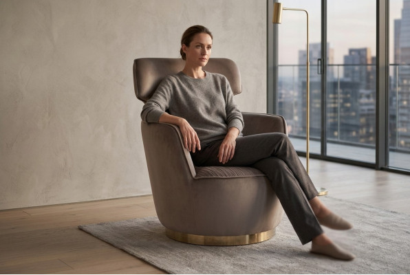 Armchair Fabric Single Seater Grey Club Chair Wing Chair Modern