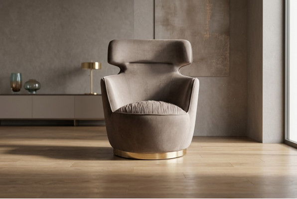 Armchair Fabric Single Seater Grey Club Chair Wing Chair Modern
